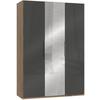 Drehtürenschrank 150cm Level, Grau/eiche Dekor - Eichefarben/Grau, MODERN, Glas/Holzwerkstoff (150/216/58cm) - MID.YOU