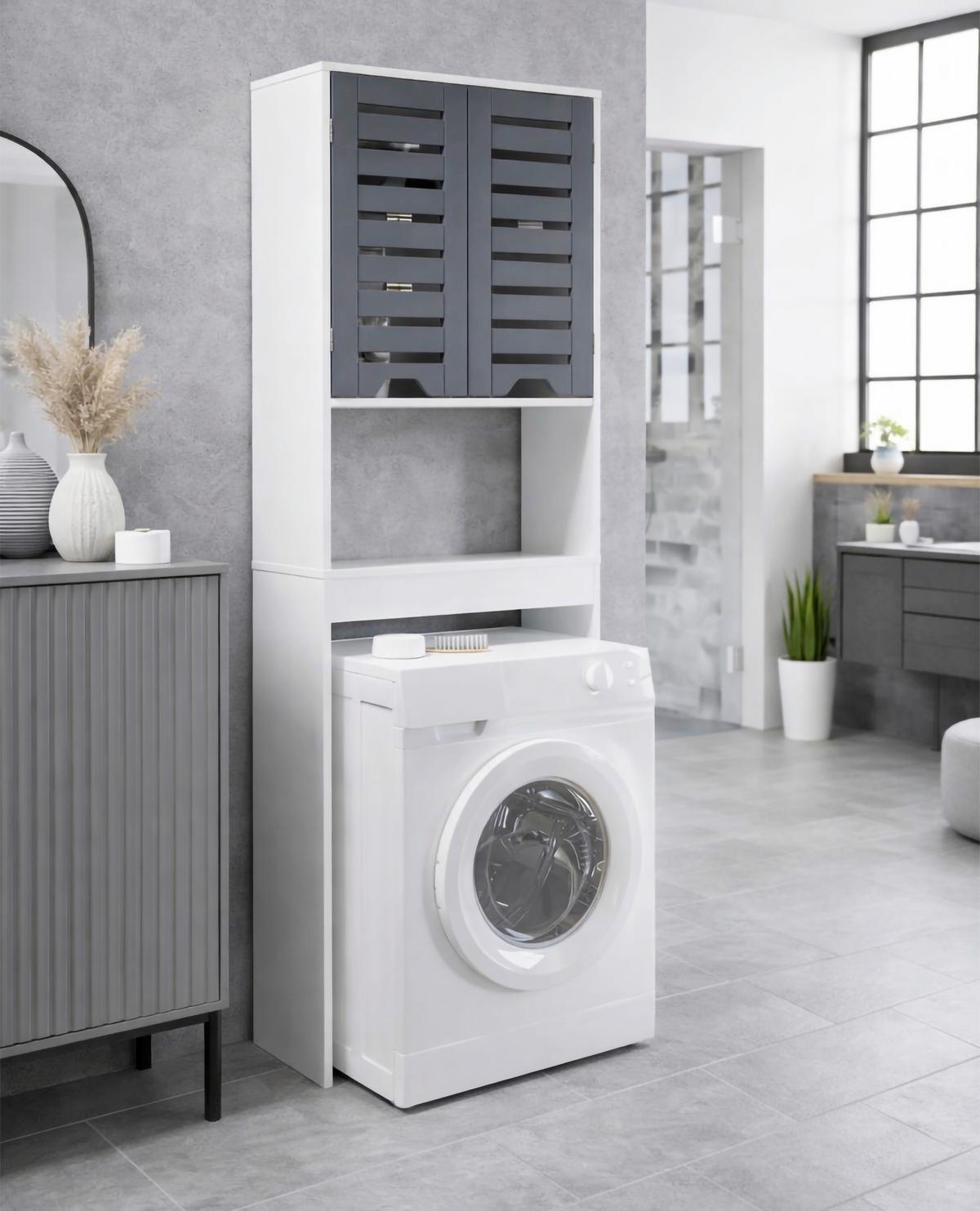 WASCHMASCHINENSCHRANK Flonali Weiß/Anthrazit B: 63cm - Anthrazit/Weiß, Trend, Holzwerkstoff (63/179/23cm) - MID.YOU
