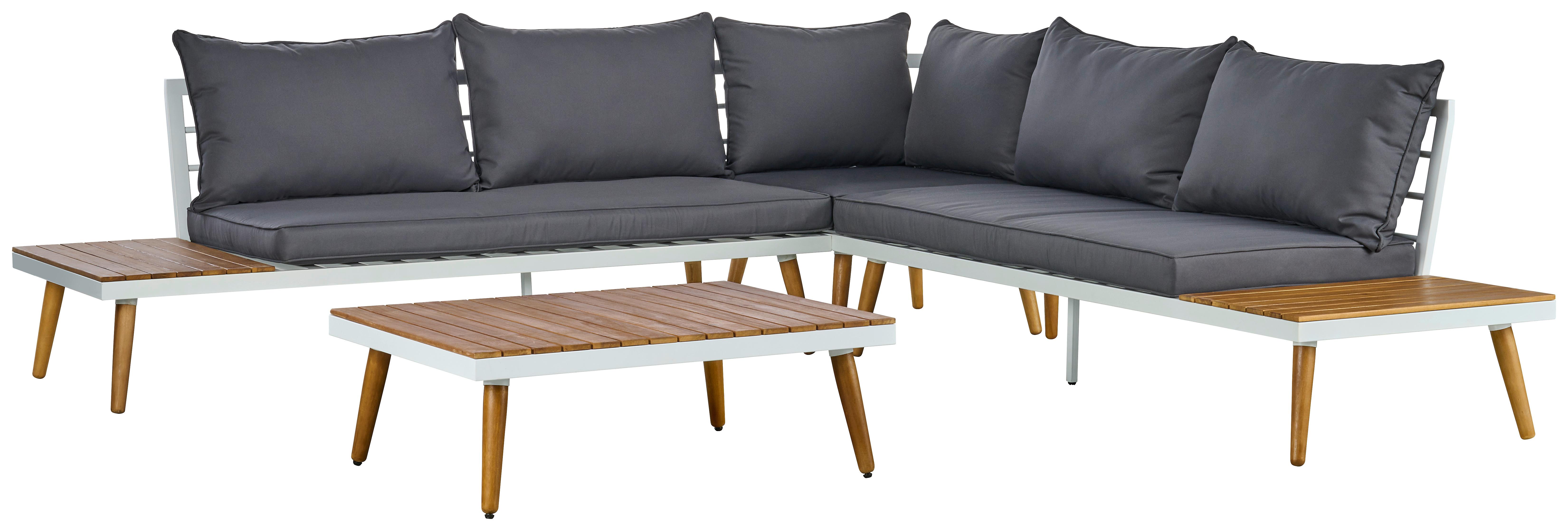 Lounge Garnitúra Madeira - akácia színű/sötétszürke, modern, textil/fa (90/30/70cm) - Beldano