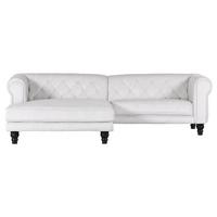 Ecksofa Jonte Weiß S: 160x260 Cm - Dunkelbraun/Weiß, Design, Textil (160/260cm) - MID.YOU