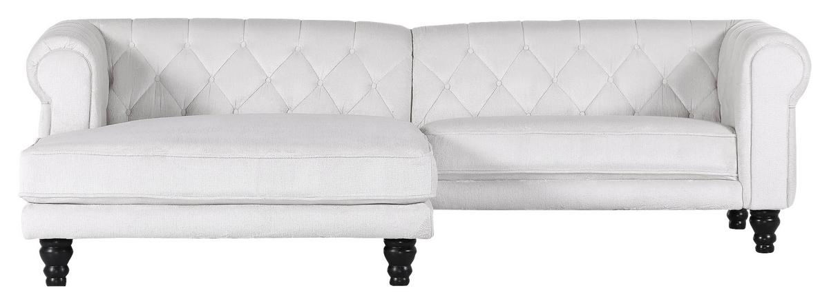 Ecksofa Jonte Weiß S: 160x260 Cm - Dunkelbraun/Weiß, Design, Textil (160/260cm) - MID.YOU