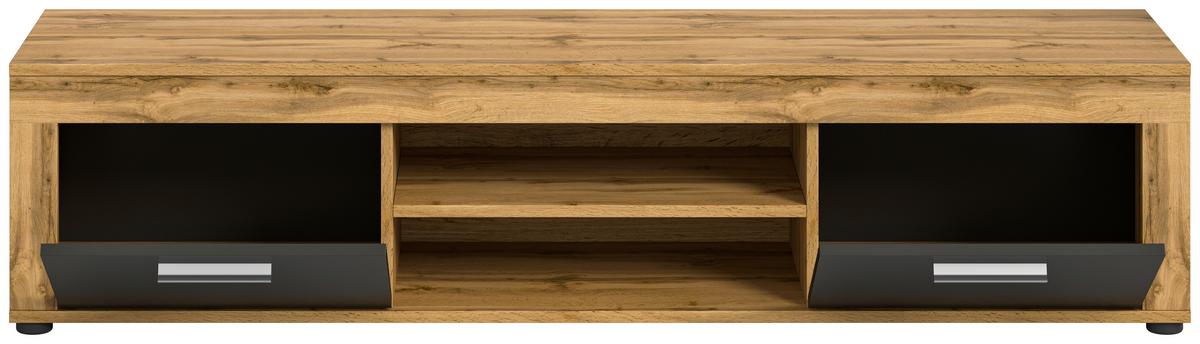 Lowboard Jam Anthrazit/eiche Dekor B: 160cm - Anthrazit/Eiche Wotan, Design, Holzwerkstoff (160/37/40cm) - MID.YOU