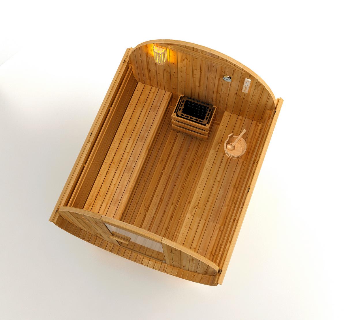 Saunafass Tromsö Fichtefarben B: 220 cm - Fichtefarben, KONVENTIONELL, Glas/Holz (189/220/191,5cm) - Sanotechnik