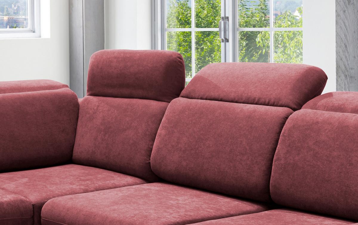 Ecksofa Vasto Bordeaux S: 228x283 cm - Chromfarben/Bordeaux, Design, Textil (228/283cm) - Livetastic