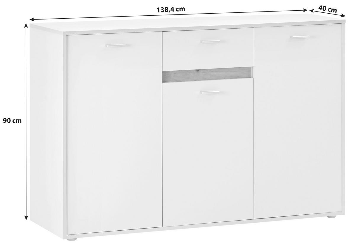 Kommode mit Bügelgriff B: 138,4 cm Slot 3t Dunkelgrau - Dunkelgrau, MODERN, Holzwerkstoff (138,4/90/40cm)