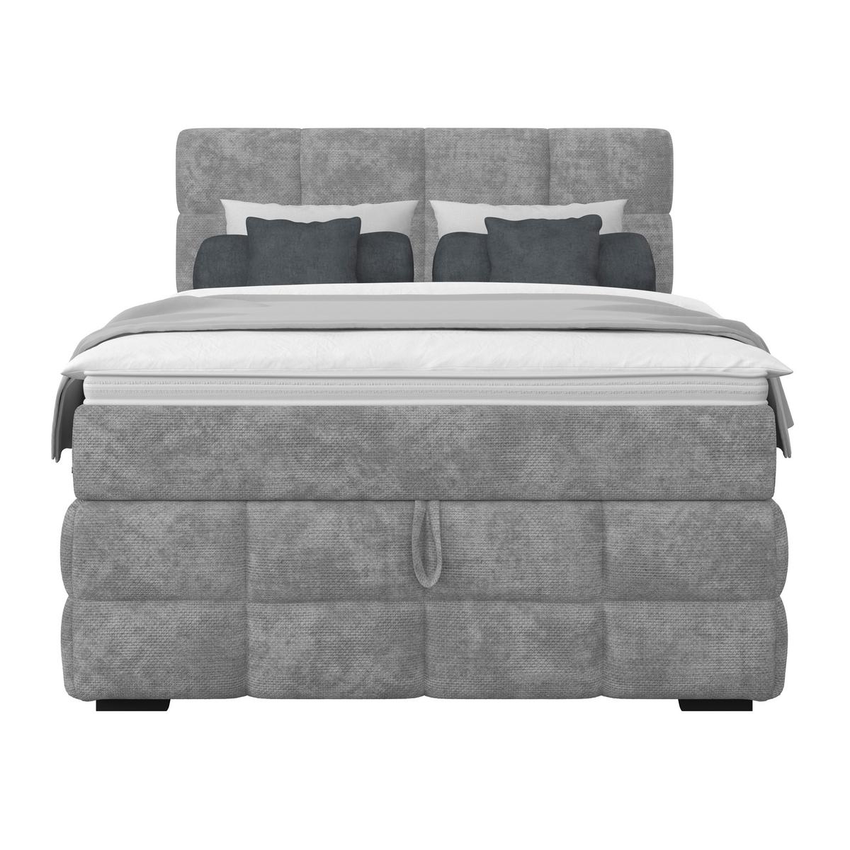 Čalúnená posteľ VEGA 140x200 cm, sivá - čierna/sivá, Trend, drevo/textil (140/200cm)