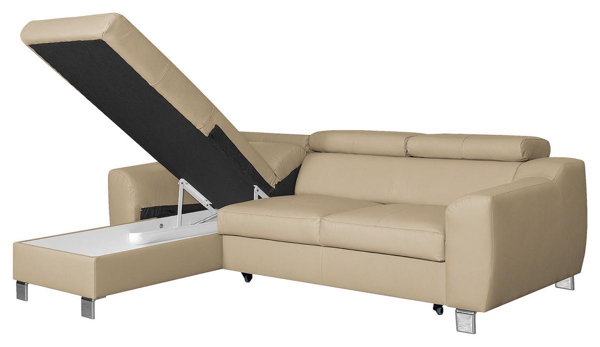 Ecksofa Aspen Schwarz S: 176 Cm - Chromfarben/Schwarz, Design, Leder/Textil (176/242cm) - Livetastic
