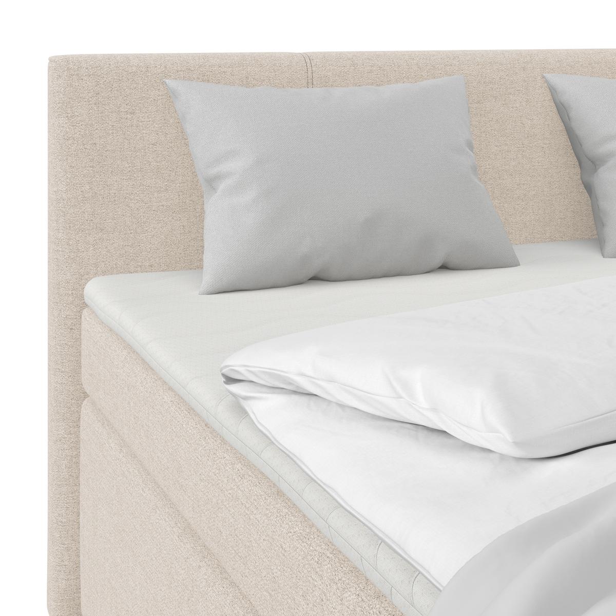Boxspringbett Mira Webstoff Beige, Lf:160x200cm - Beige/Silberfarben, KONVENTIONELL, Holz/Textil (160/200cm)