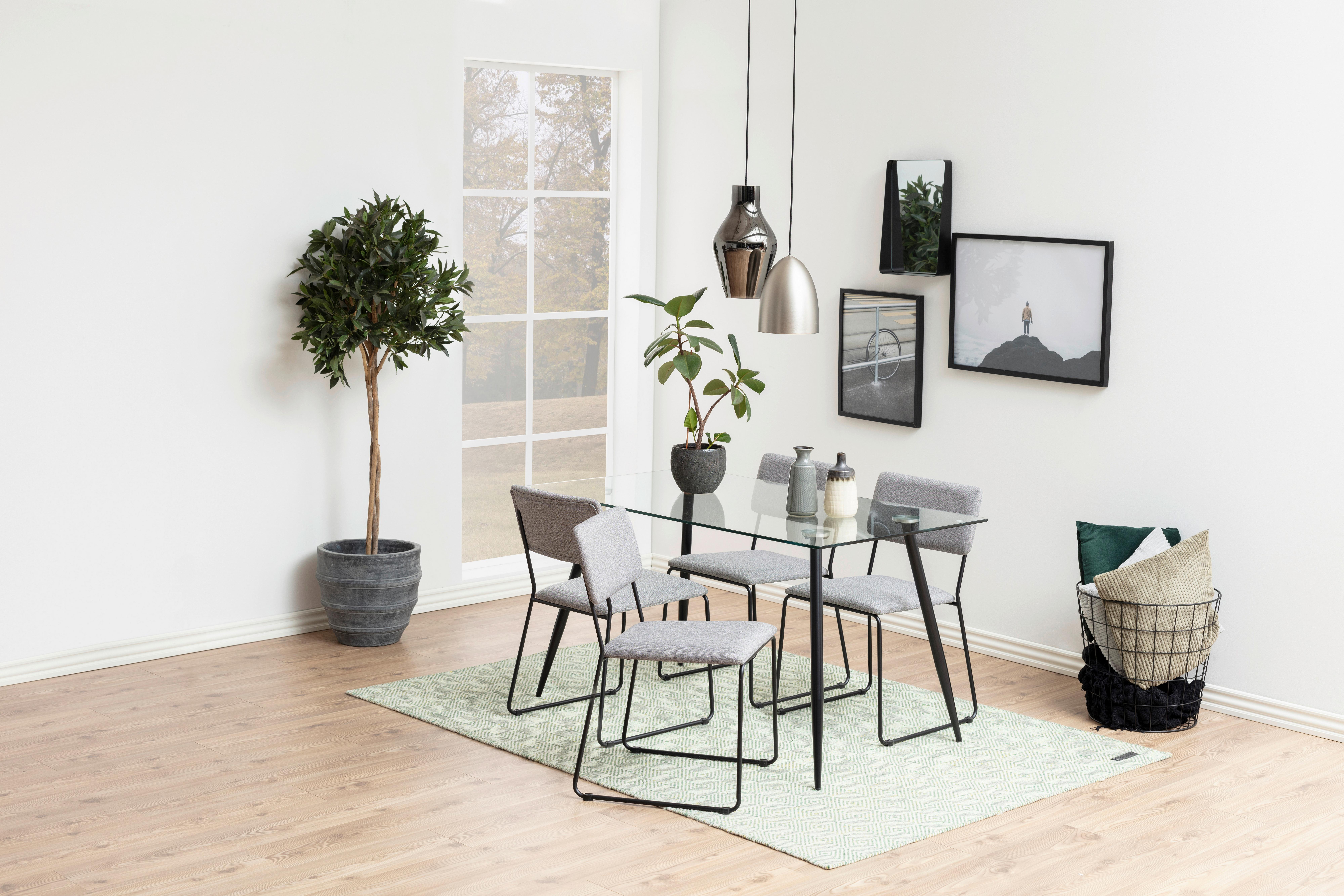 Esstisch Wilma 140x80cm Klarglas - Klar/Schwarz, MODERN, Glas/Metall (140/80/75cm) - MID.YOU