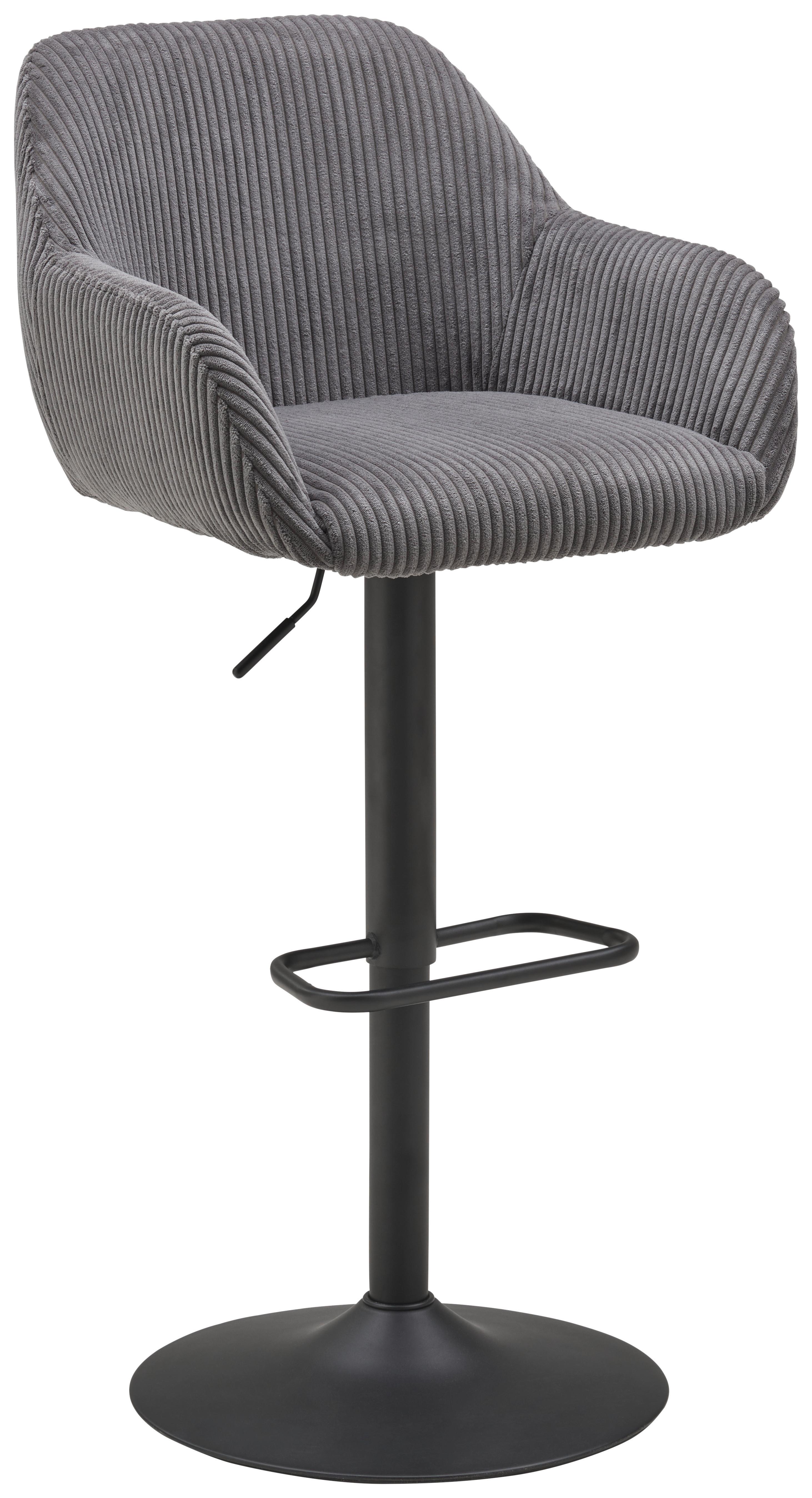 Barhocker Kiana - Schwarz/Grau, LIFESTYLE, Textil/Metall (44/95-117/55cm) - Livetastic