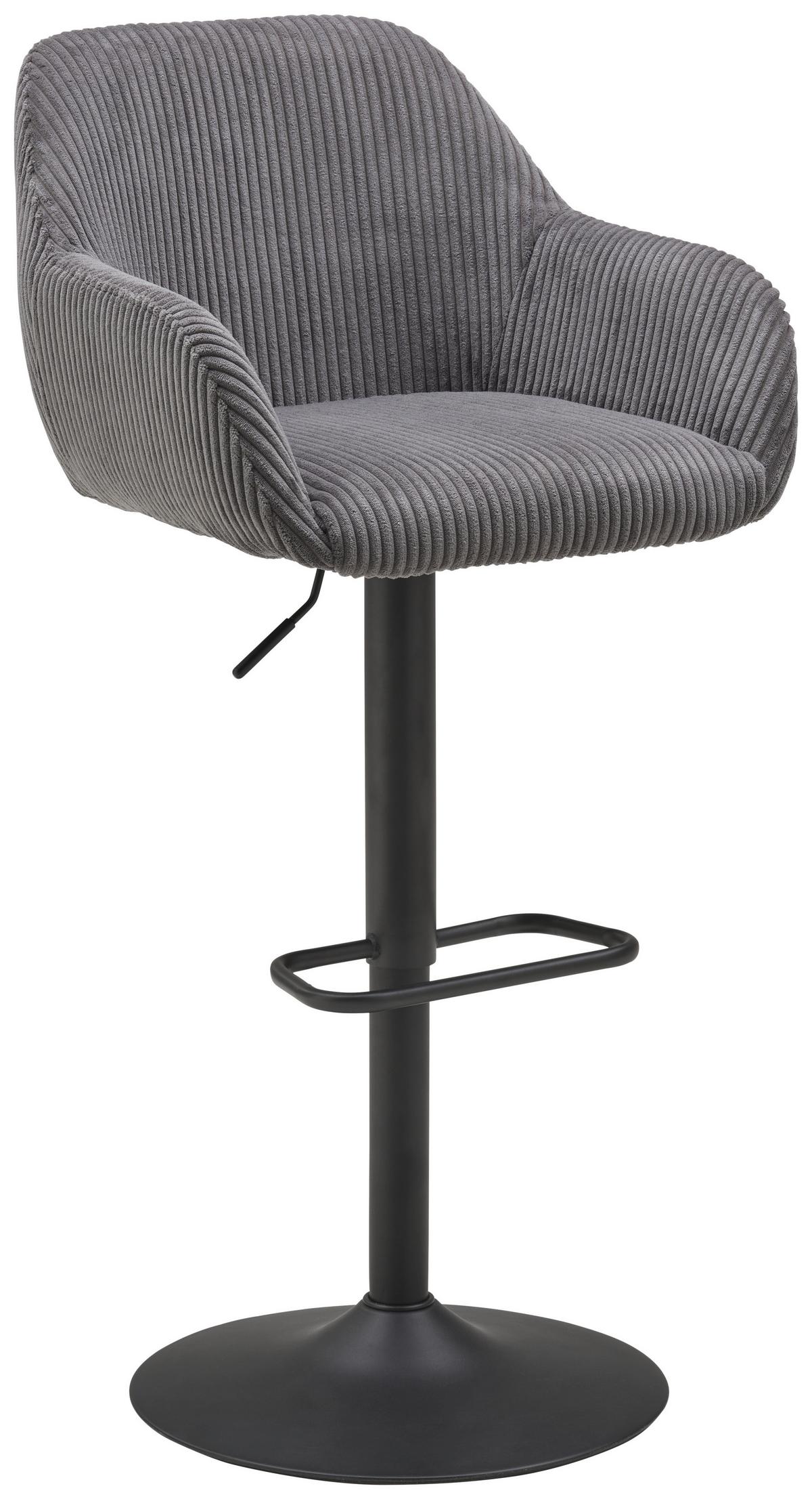 Barhocker Kiana - Schwarz/Grau, LIFESTYLE, Textil/Metall (44/95-117/55cm) - Livetastic