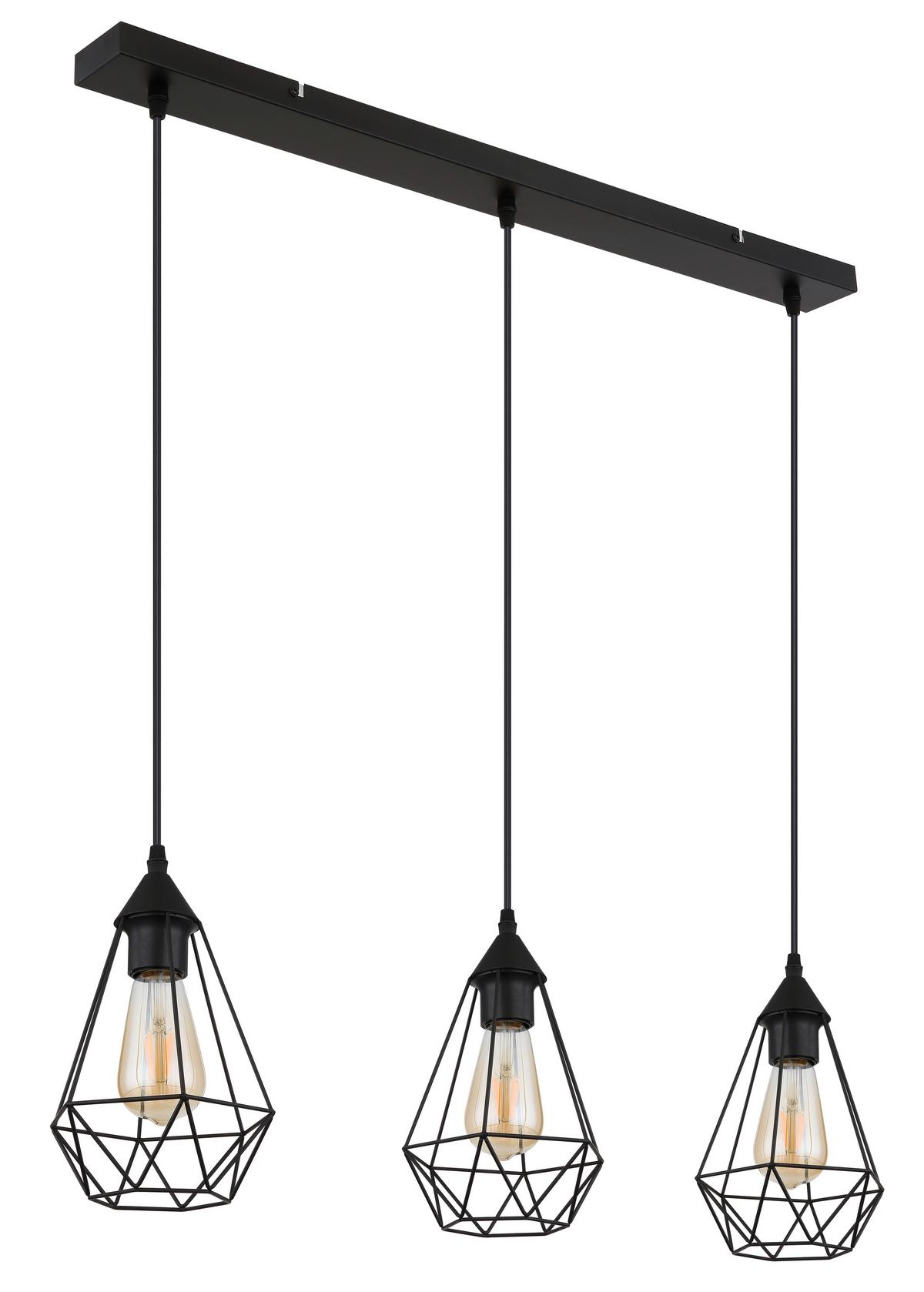 Hängeleuchte 15745-3h - Schwarz, Design, Textil/Metall (79/17/120cm) - Globo