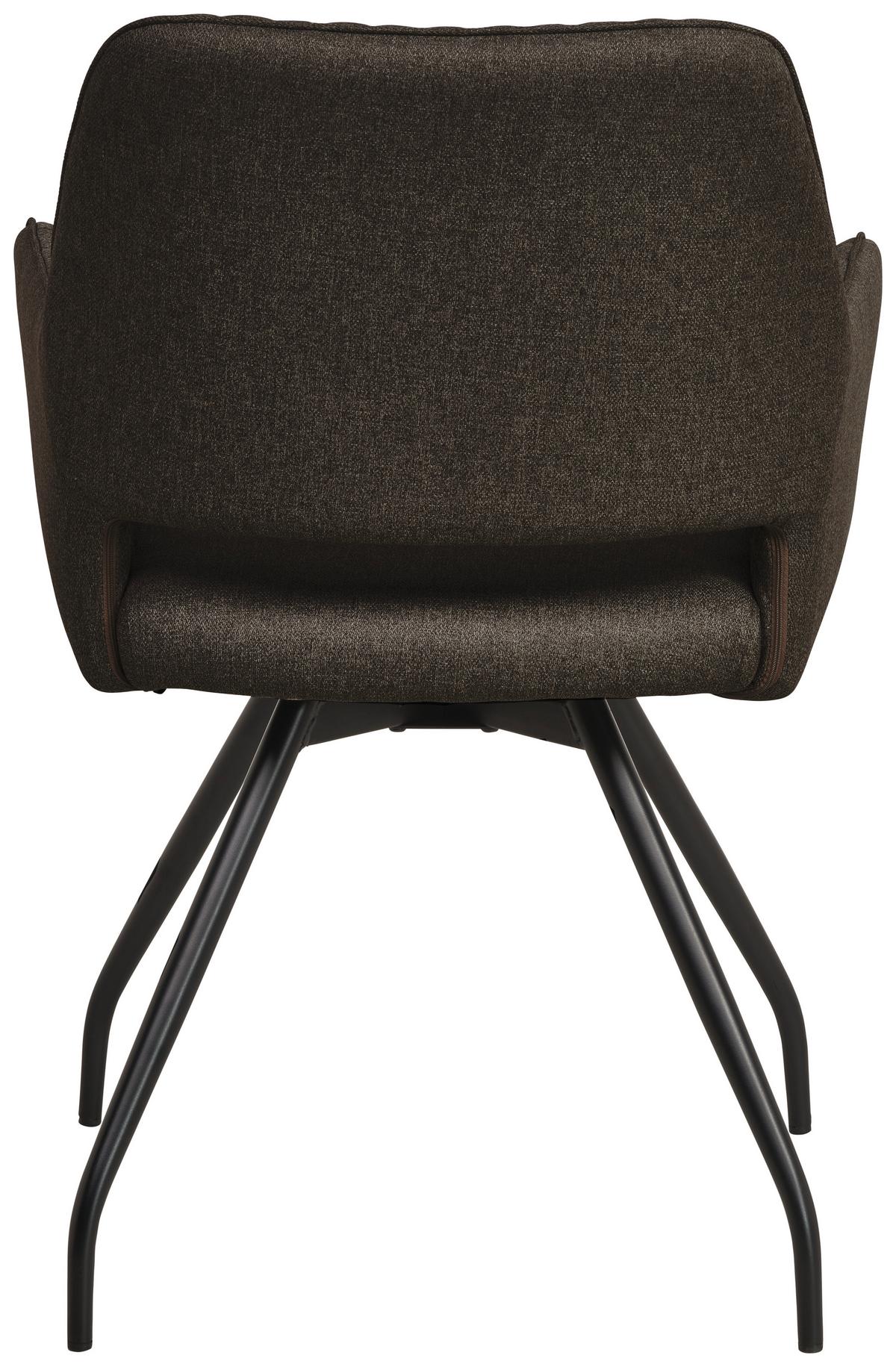 Armlehnstuhl Pam Braun, Sitzfl. 360° Drehbar - Graubraun/Schwarz, KONVENTIONELL, Holz/Textil (57/85.5/60cm) - MID.YOU