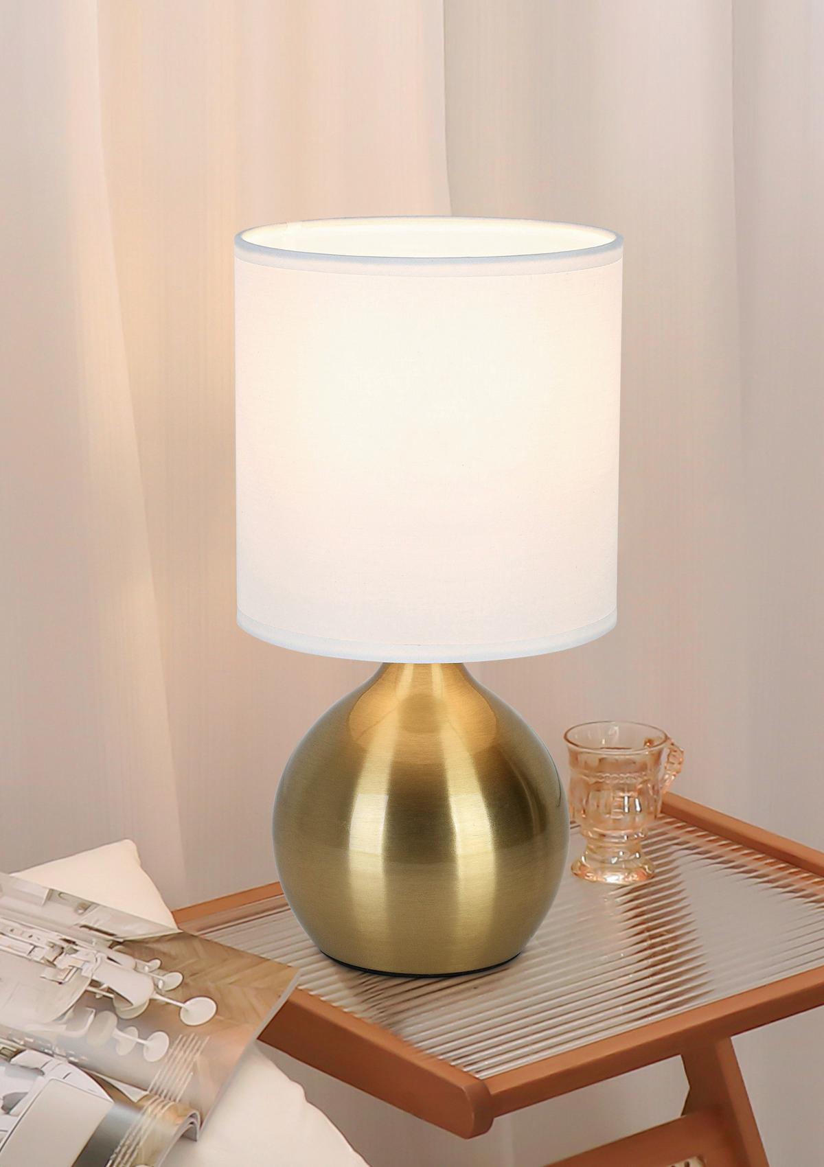 STOLNÍ LAMPA IRTI - bílá/barvy mosazi, Konvenční, kov/textil (15/28,5cm) - Mömax