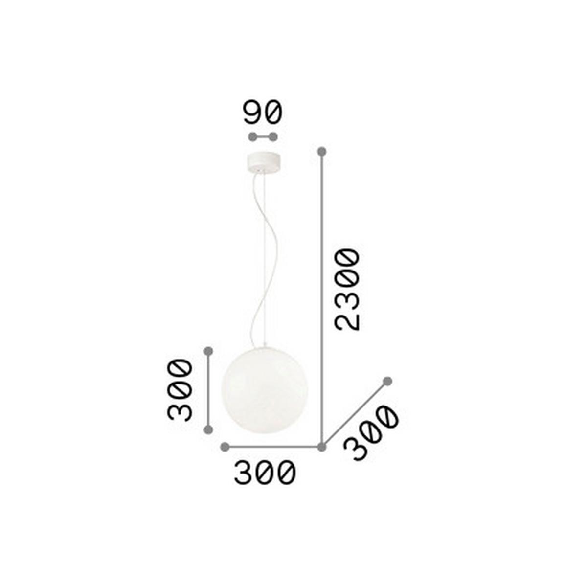 Hängeleuchte Bianco Weiß D: 30 cm - Weiß, KONVENTIONELL, Glas (30/55/230cm) - Ideal Lux