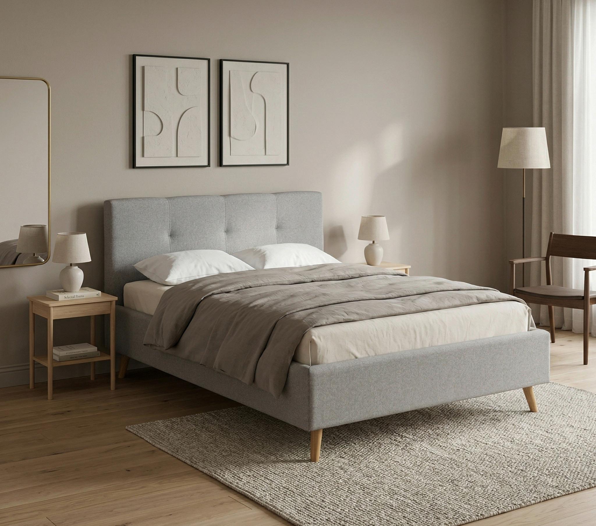 Polsterbett Rossva Lf: 180x200 Grau - Eichefarben/Grau, MODERN, Holz/Textil (180/200cm) - MID.YOU