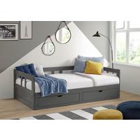 Ausziehbett Lattenrost / Stauraum 90x200 cm Livio - Anthrazit/Naturfarben, ROMANTIK / LANDHAUS, Holz/Holzwerkstoff (90/200cm) - MID.YOU