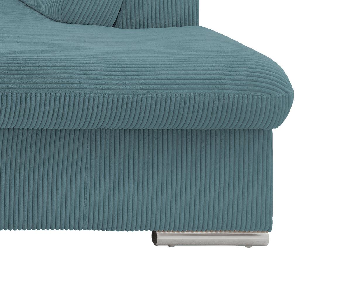 Ecksofa Vasto Petrol S: 283x228 cm - Chromfarben/Petrol, Design, Textil (283/228cm) - Livetastic