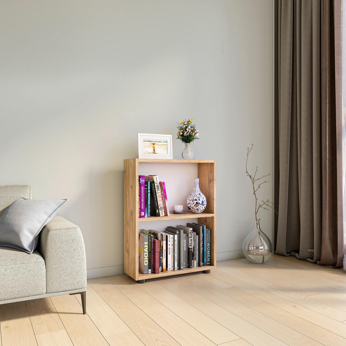 Regál Bulas š: 55 cm, dub medový - černá/medový dub, Moderní, kompozitní dřevo/plast (55/72/20cm) - MID.YOU