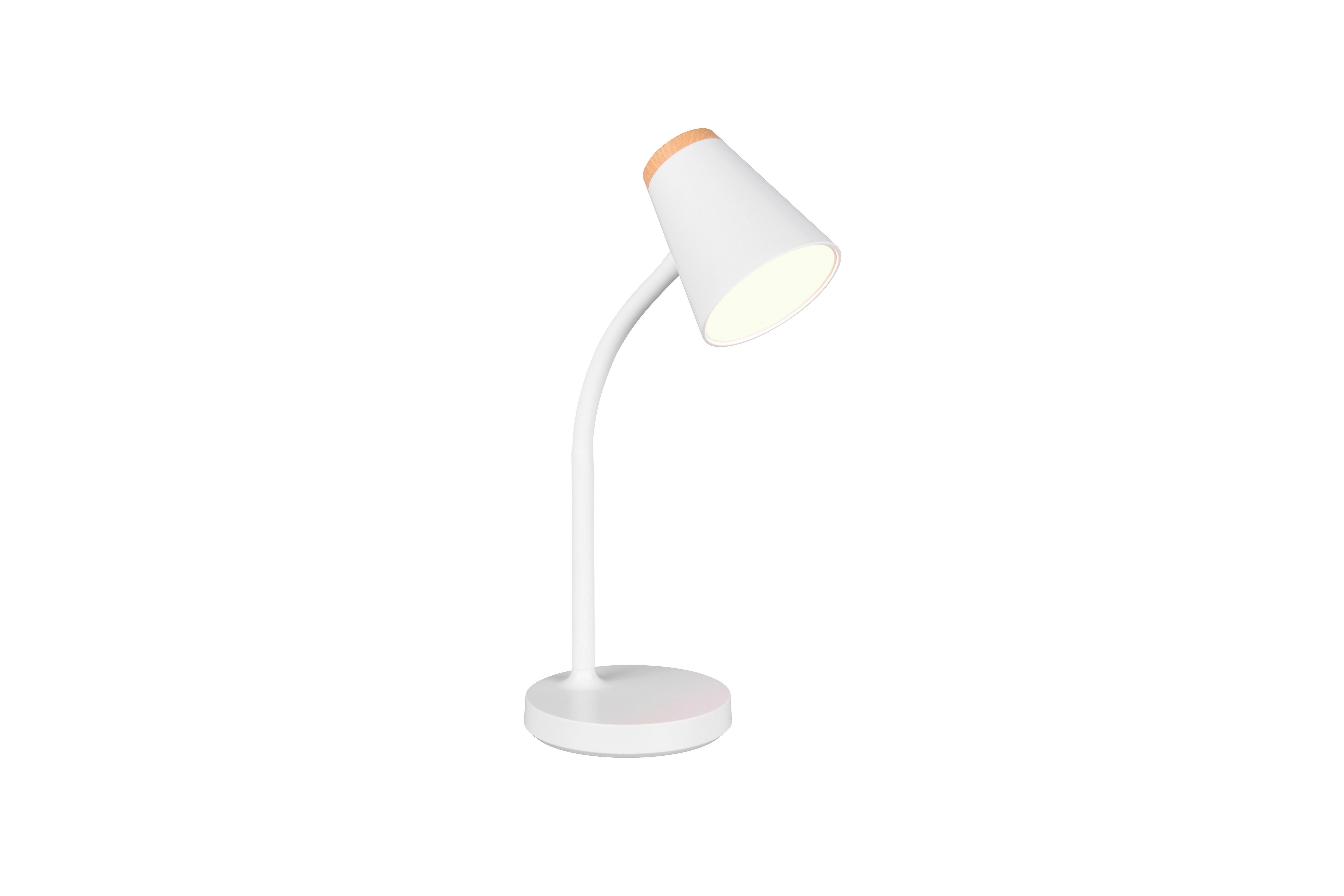 LED-Tischleuchte Pongo Braun Weiß B: 13 cm - Weiß/Braun, Basics, Kunststoff (36/13/23cm)