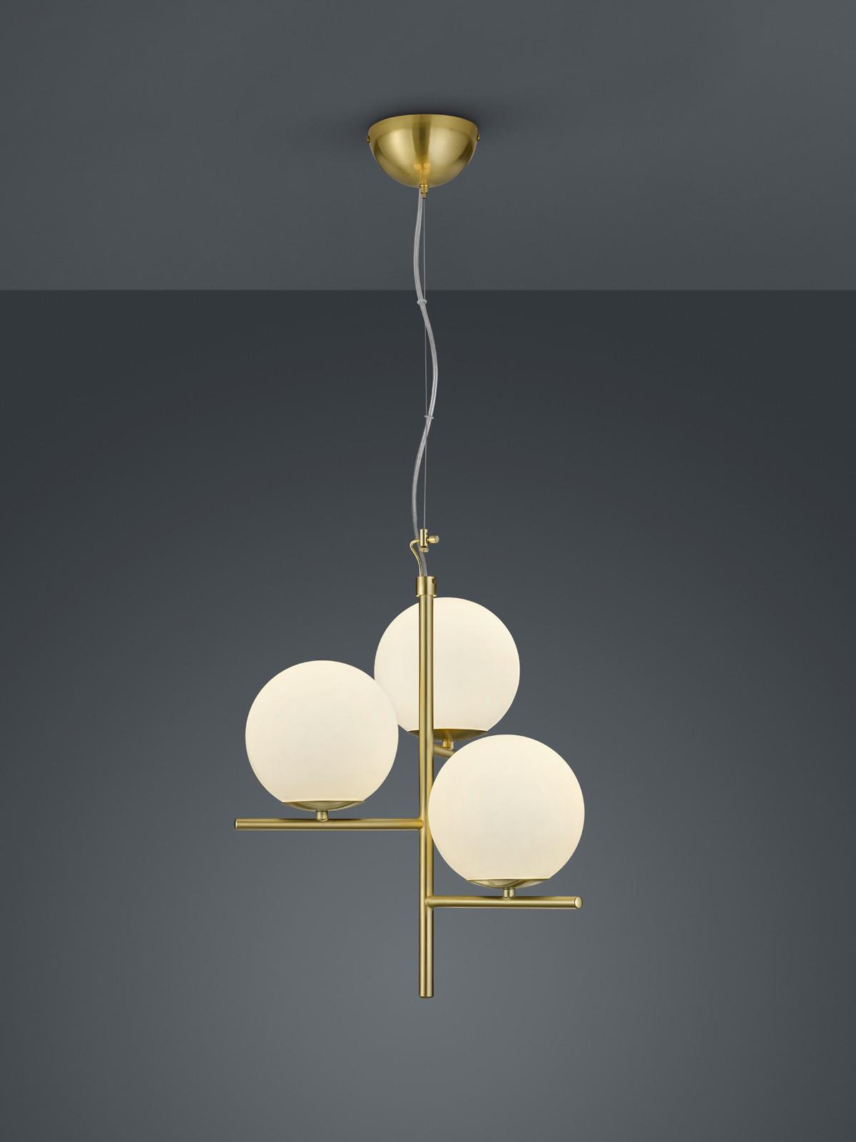 Hängeleuchte 302000308 Pure - Messingfarben/Weiß, Design, Glas/Metall (40/150cm) - Trio Leuchten