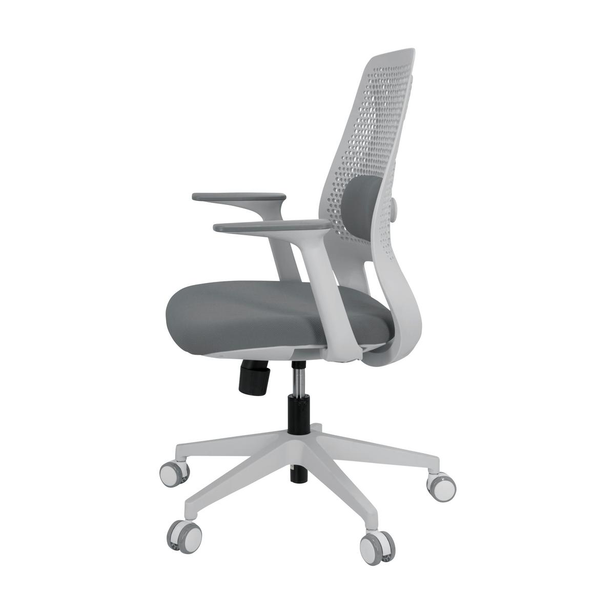 Bürostuhl Parferio Grau/weiß Bis 110 Kg - Weiß/Grau, Basics, Kunststoff/Textil (63/99/56cm) - MID.YOU