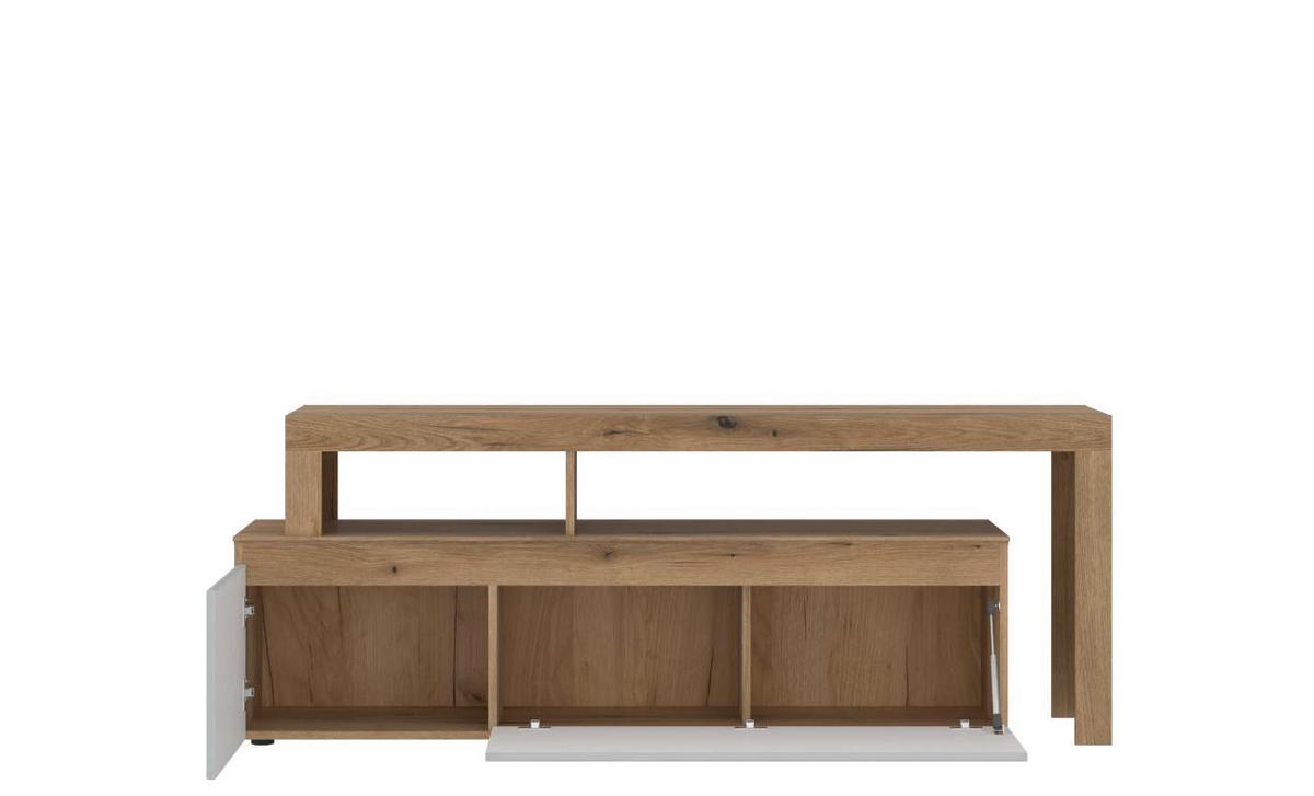 Tv-elem Manilla - világosszürke/tölgyfa, Trend, faalapú anyag (160-254/64,2/40cm)