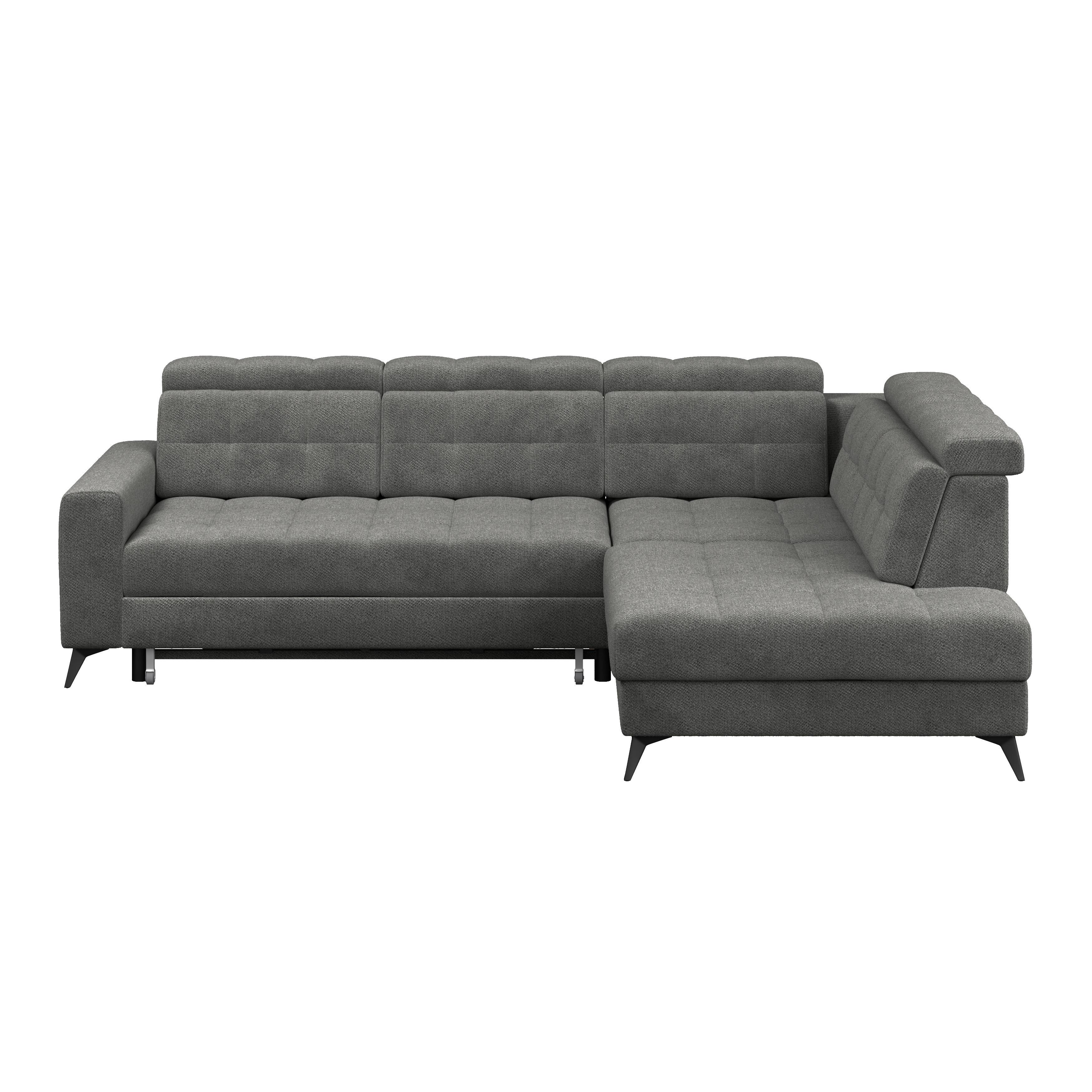 Ecksofa mit Schlaffunktion Barletta new Grau 289x228 cm - Dunkelgrau/Schwarz, ROMANTIK / LANDHAUS, Textil (289/228cm) - Luca Bessoni