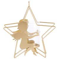 Kerzenständer Romolo Metall/ Glas Goldfarben zum Hängen - Transparent/Goldfarben, KONVENTIONELL, Glas/Metall (25,5/10/26cm) - Ondega