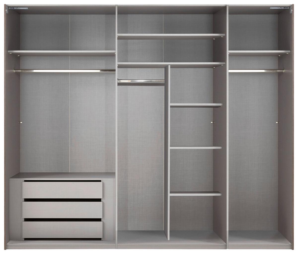 Schwebetürenschrank Indian A Weiß Dekor/spiegel, B:250cm - Weiß, KONVENTIONELL, Glas/Holzwerkstoff (250/216/65cm)