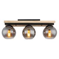 Deckenleuchte 15569-3D Conni - Schwarz/Naturfarben, Natur, Glas/Holz (60/15/20,5cm) - Globo