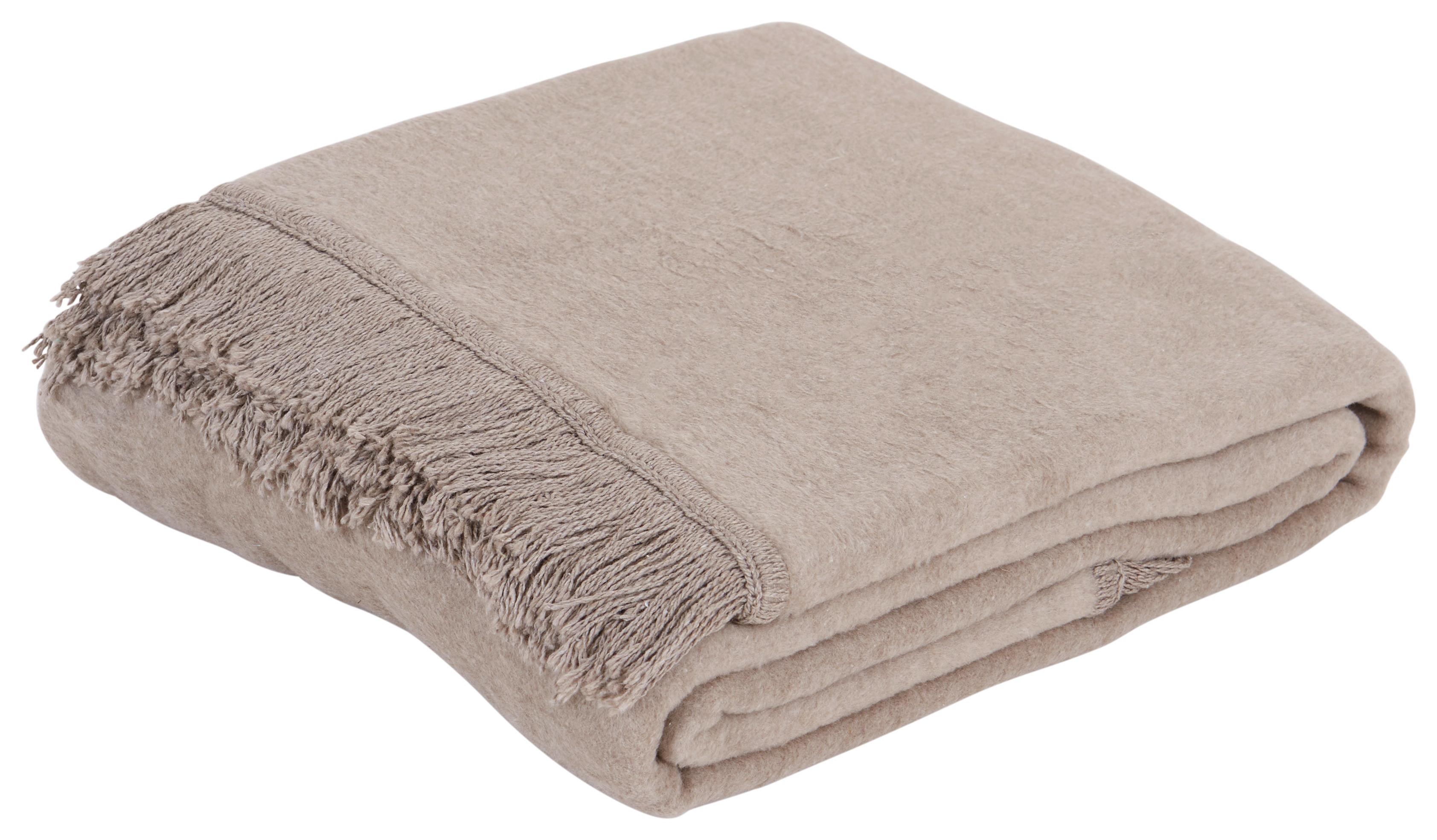 Kuscheldecke Laura Taupe 130x170 Cm Fransen - Taupe, ROMANTIK / LANDHAUS, Textil (130/170cm) - James Wood