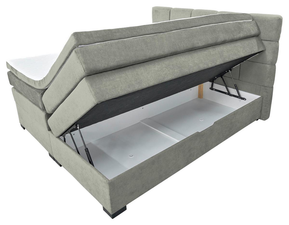 Boxspringbett Mit Topper 160x200 April - Dunkelgrau/Schwarz, MODERN, Textil (160/200cm)