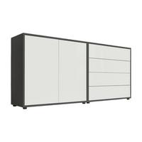 Sideboard Mailand3b:158cm Anthrazit/weiß - Anthrazit/Schwarz, MODERN, Holzwerkstoff (158/73/33cm) - MID.YOU