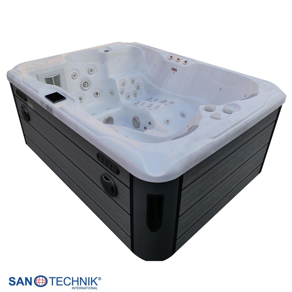 WHIRLPOOL Capri Grauweiß B: 210 cm - Grauweiß, KONVENTIONELL, Kunststoff (210/160/90cm) - Sanotechnik