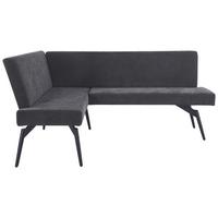 Eckbank Tinos Dunkelgrau, S: 150x190 cm - Dunkelgrau/Schwarz, KONVENTIONELL, Textil/Metall (150/190cm) - MID.YOU