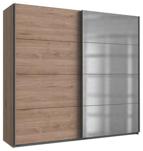 Schwebetürenschrank mit Spiegel 225cm Ernie, Eiche Dekor - Eichefarben, Basics, Holzwerkstoff (225/210/65cm) - MID.YOU