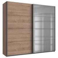Schwebetürenschrank Mit Spiegel 225cm Ernie, Eiche Dekor - Eichefarben, Basics, Holzwerkstoff (225/210/65cm) - MID.YOU