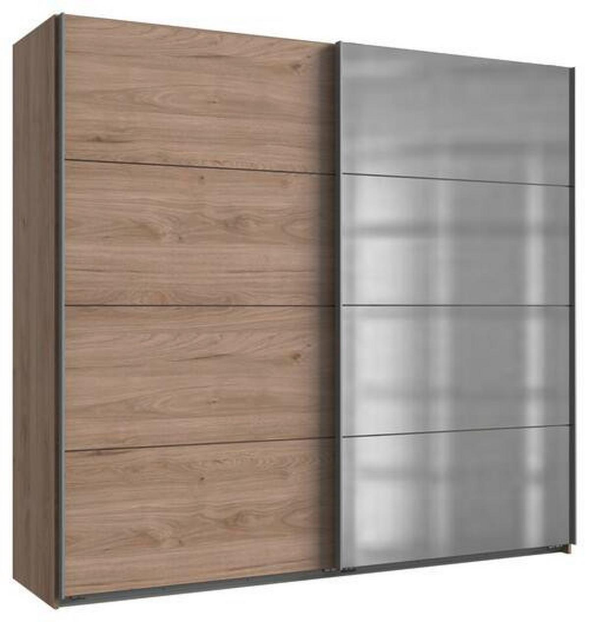 Schwebetürenschrank Mit Spiegel 225cm Ernie, Eiche Dekor - Eichefarben, Basics, Holzwerkstoff (225/210/65cm) - MID.YOU