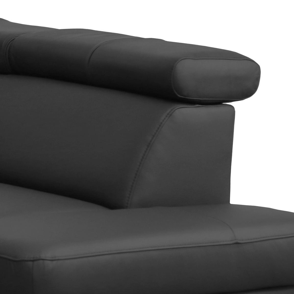 Ecksofa Lince Schwarz S: 257x197 Cm - Chromfarben/Schwarz, Design, Leder/Textil (257/197cm) - Livetastic