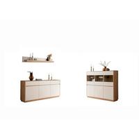 Wohnwand Sonora Eiche Artisan B: 202,2cm - Kaschmir/Eiche Artisan, Design, Glas/Holzwerkstoff (202,2/89/40cm) - MID.YOU