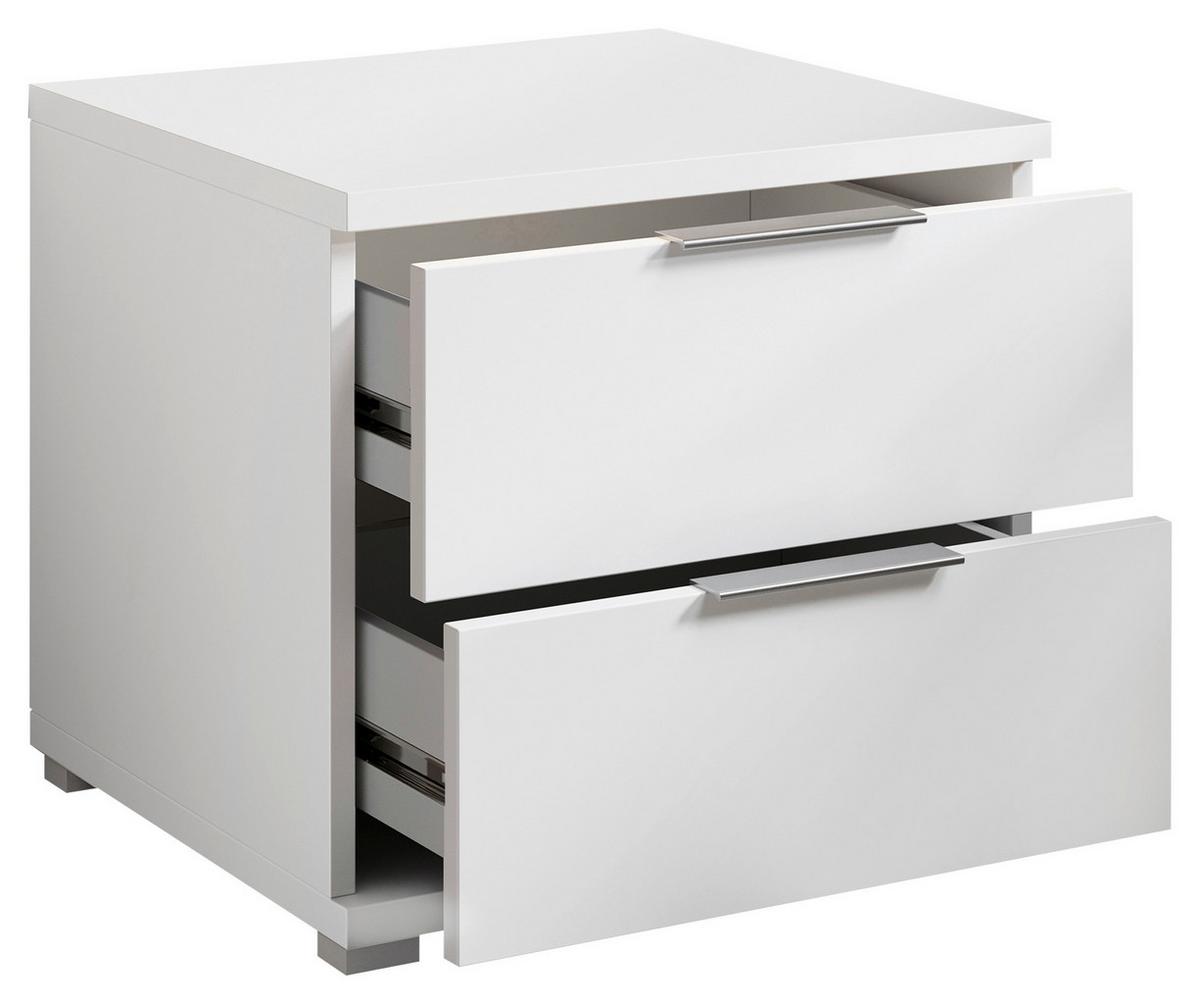 Nachtkästchen Smilla 2l W - Alufarben/Weiß, KONVENTIONELL, Holzwerkstoff (46/43/42cm)