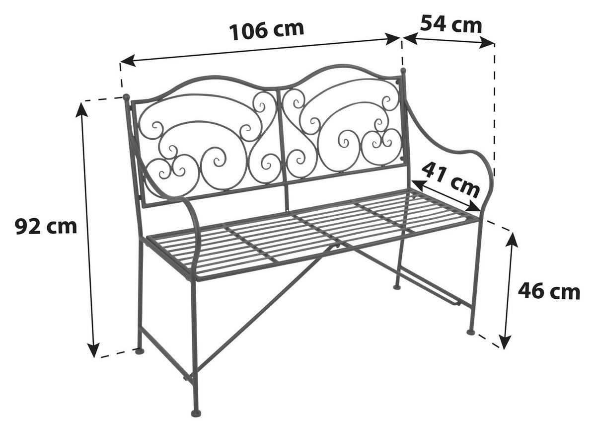 Gartenbank Stahl 2-Sitzer Vesuv mit Rückenlehne - Rostfarben, MODERN, Metall (106/92/54cm)