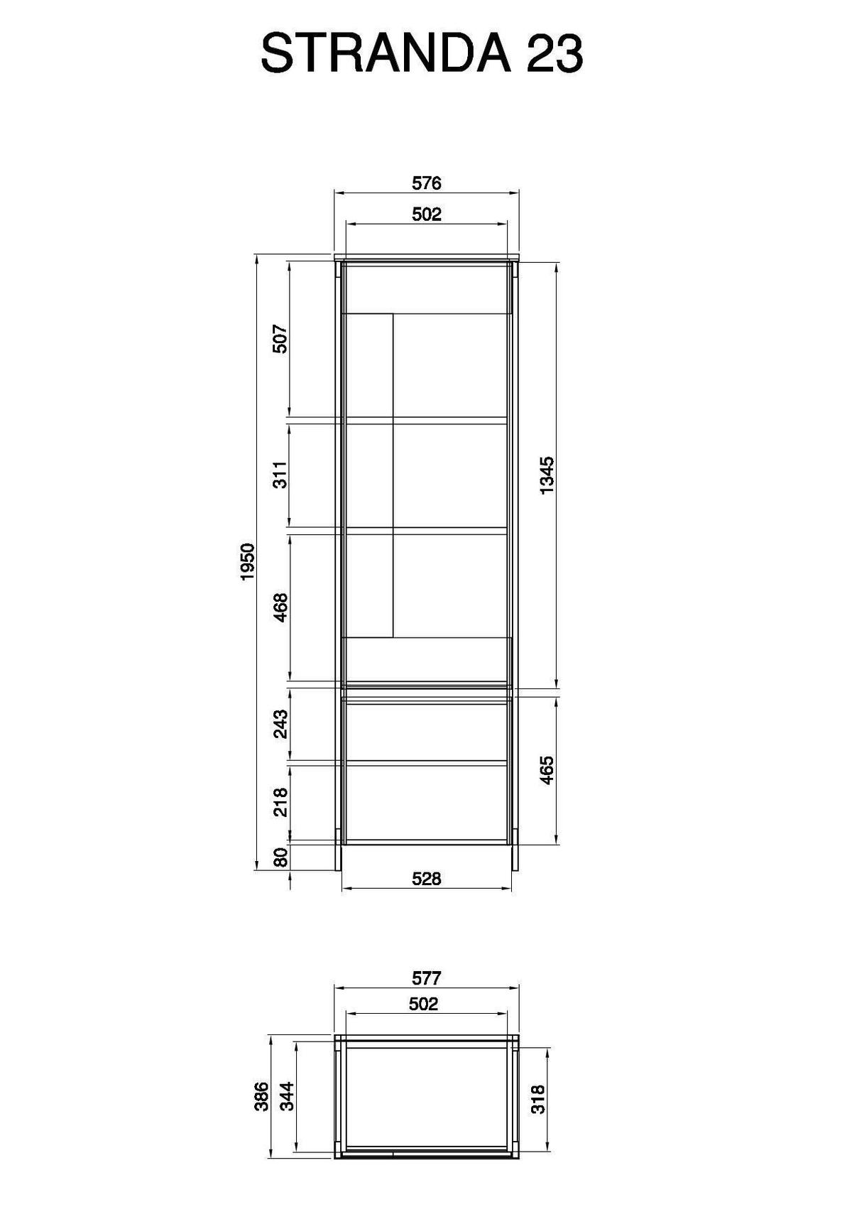 Vitrine Stranda Eukalyptus/Holzfarben B: 58cm - Eichefarben/Eukalyptusholzfarben, Design, Holzwerkstoff (58/195/39cm) - MID.YOU