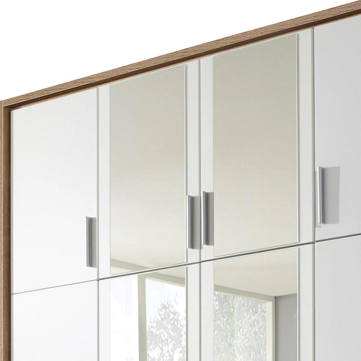 Drehtürenschrank Mit Spiegel + Laden 185cm Hildesheim, Weiß - Klar/Weiß, Design, Glas/Holzwerkstoff (185/231/56cm) - Rauch Möbel
