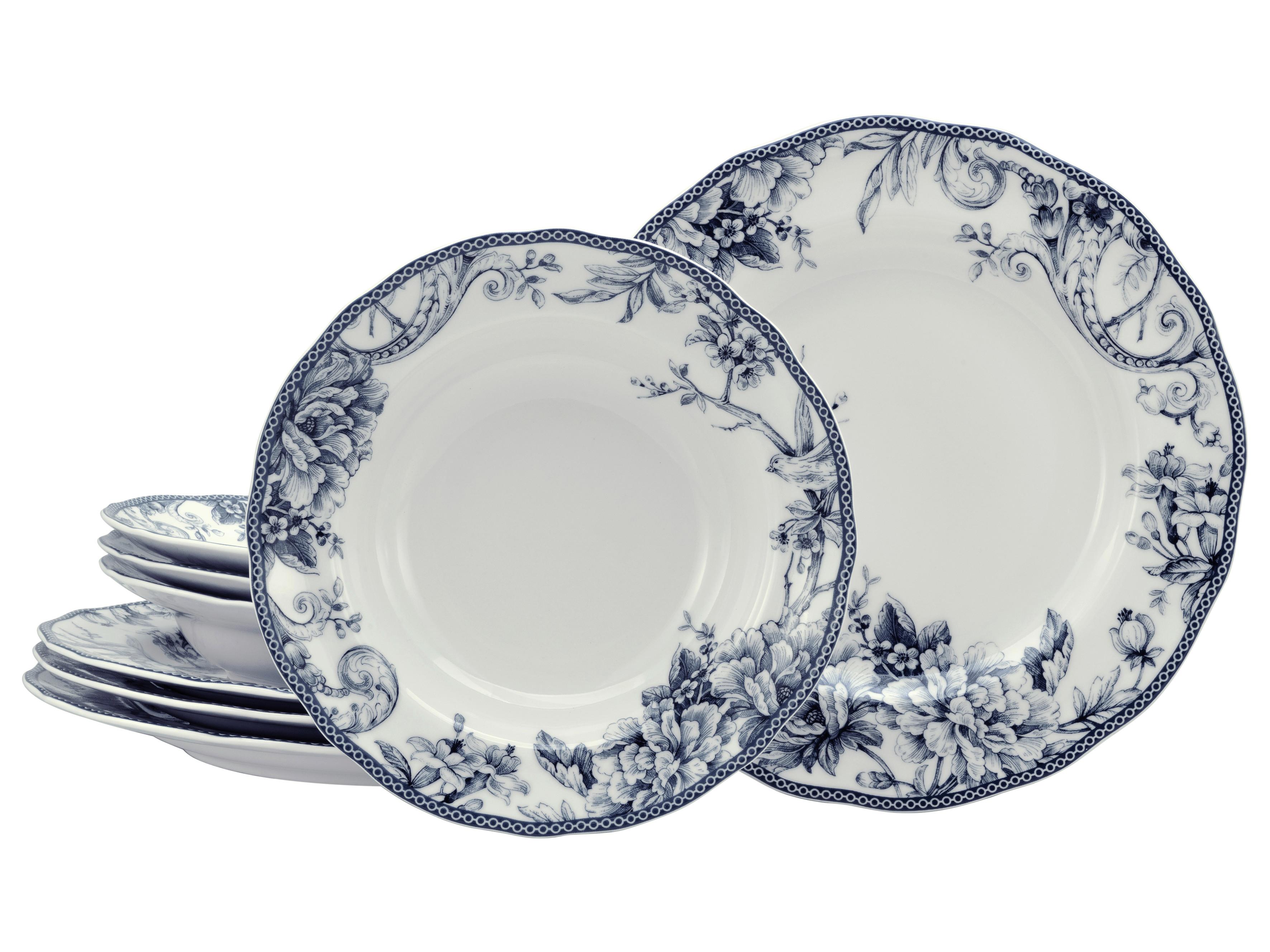 Tafelservice, 8-Teilig für 4 Personen, Porzellan - Blau/Weiß, Basics, Keramik - Creatable
