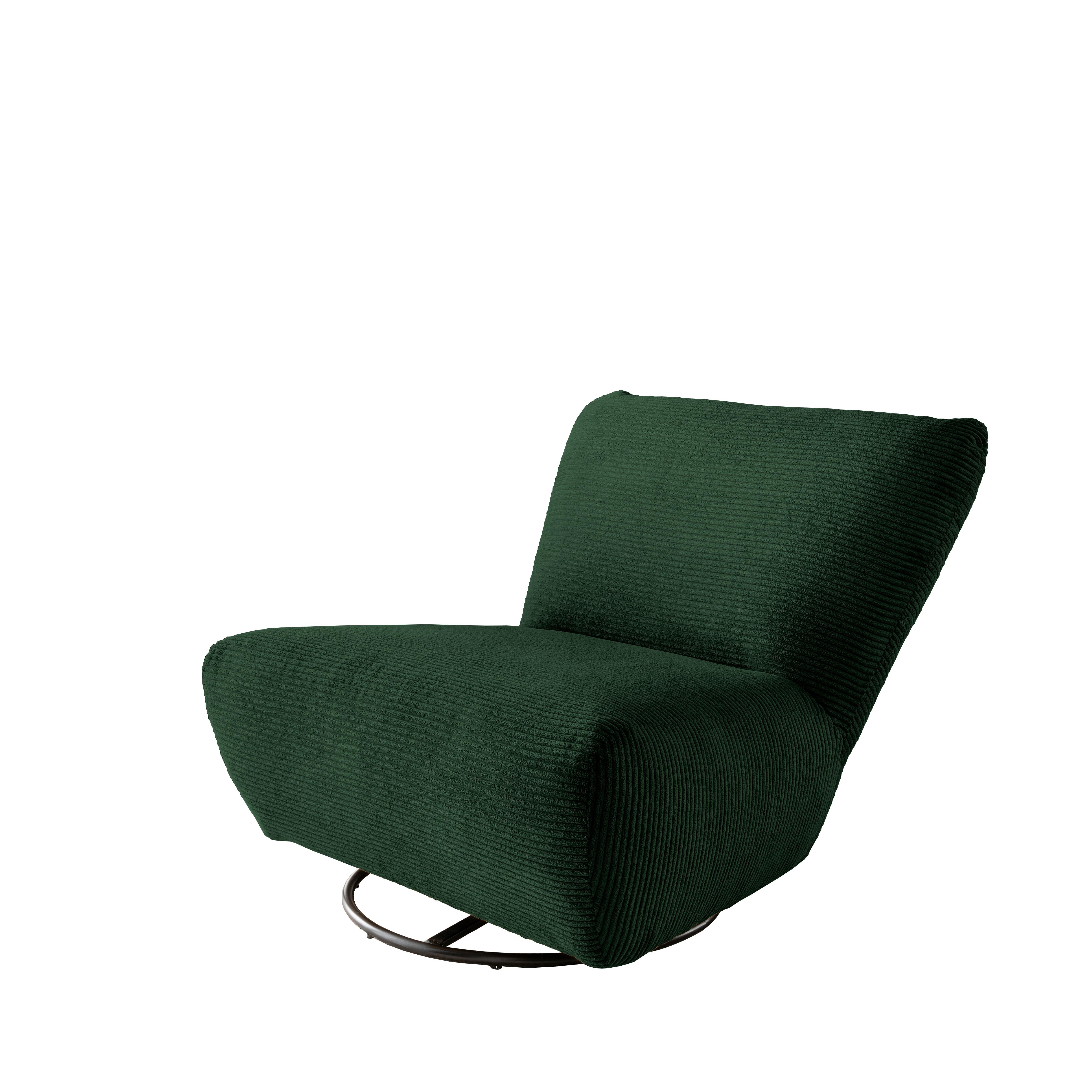 XXL-Sessel Cremallo Grün 360° drehbar, B: 95 cm - Schwarz/Grün, Trend, Textil (95/77/94cm) - Livetastic