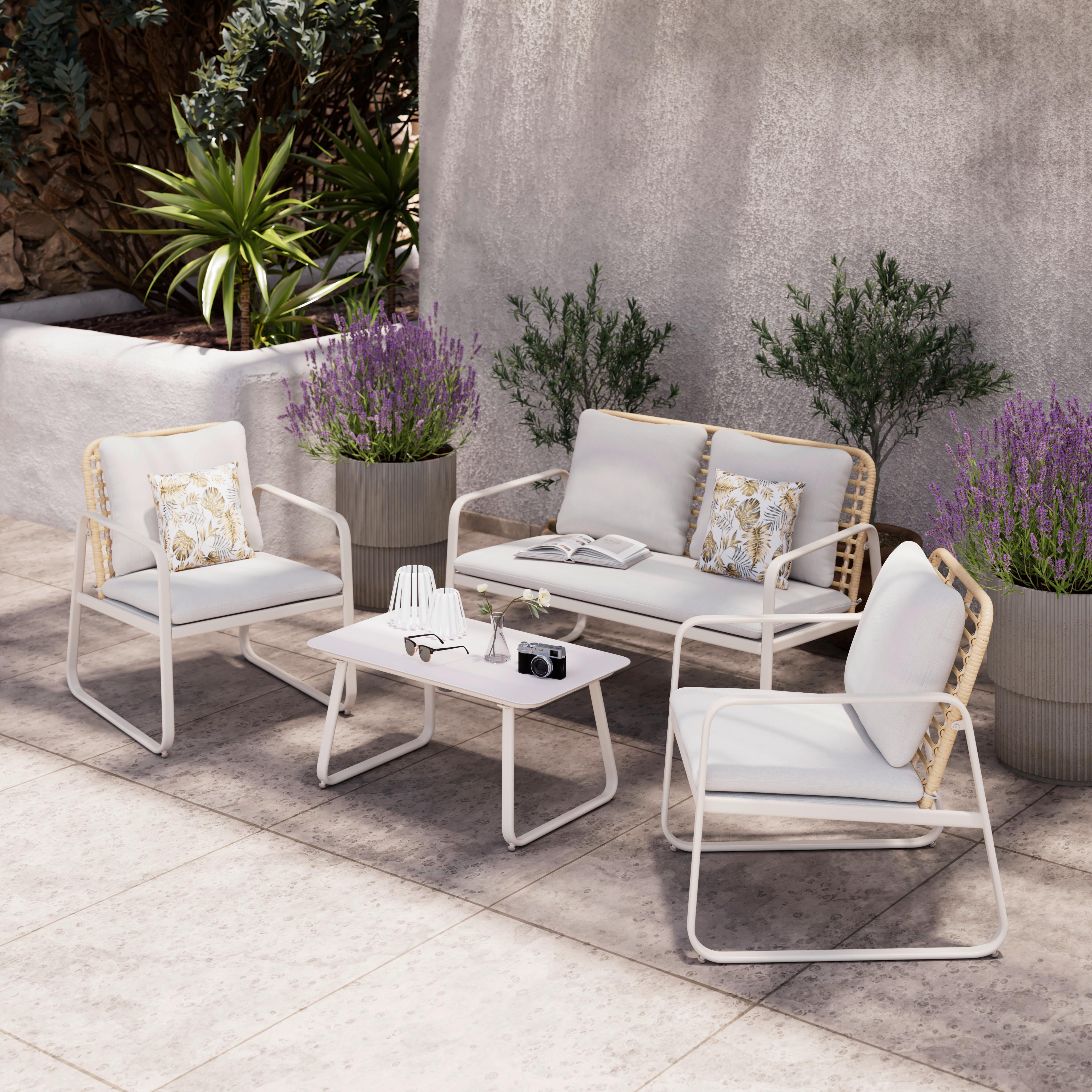 LOUNGEGARNITUR TARTU - Beige/Hellgrau, MODERN, Glas/Kunststoff (117/77,5/71,5cm) - Beldano