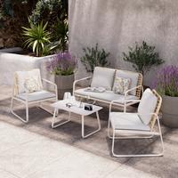 Loungegarnitur Tartu - Beige/Hellgrau, MODERN, Glas/Kunststoff (117/77,5/71,5cm) - Beldano