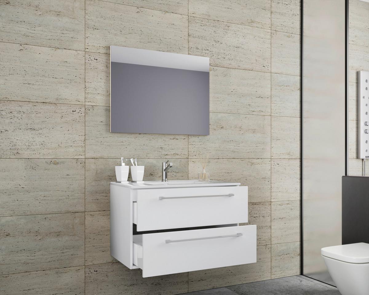 Badezimmer Bandios 3-Teilig Weiß B: 80 cm - Weiß, MODERN, Keramik/Holzwerkstoff (80cm) - MID.YOU